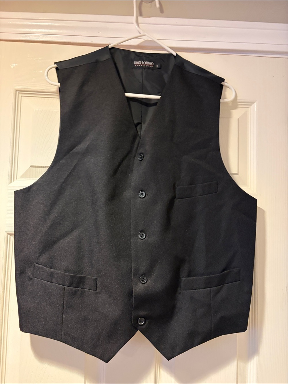 Uomo Lorenzo Men's Black Dress Vest - Classic Tailored Style